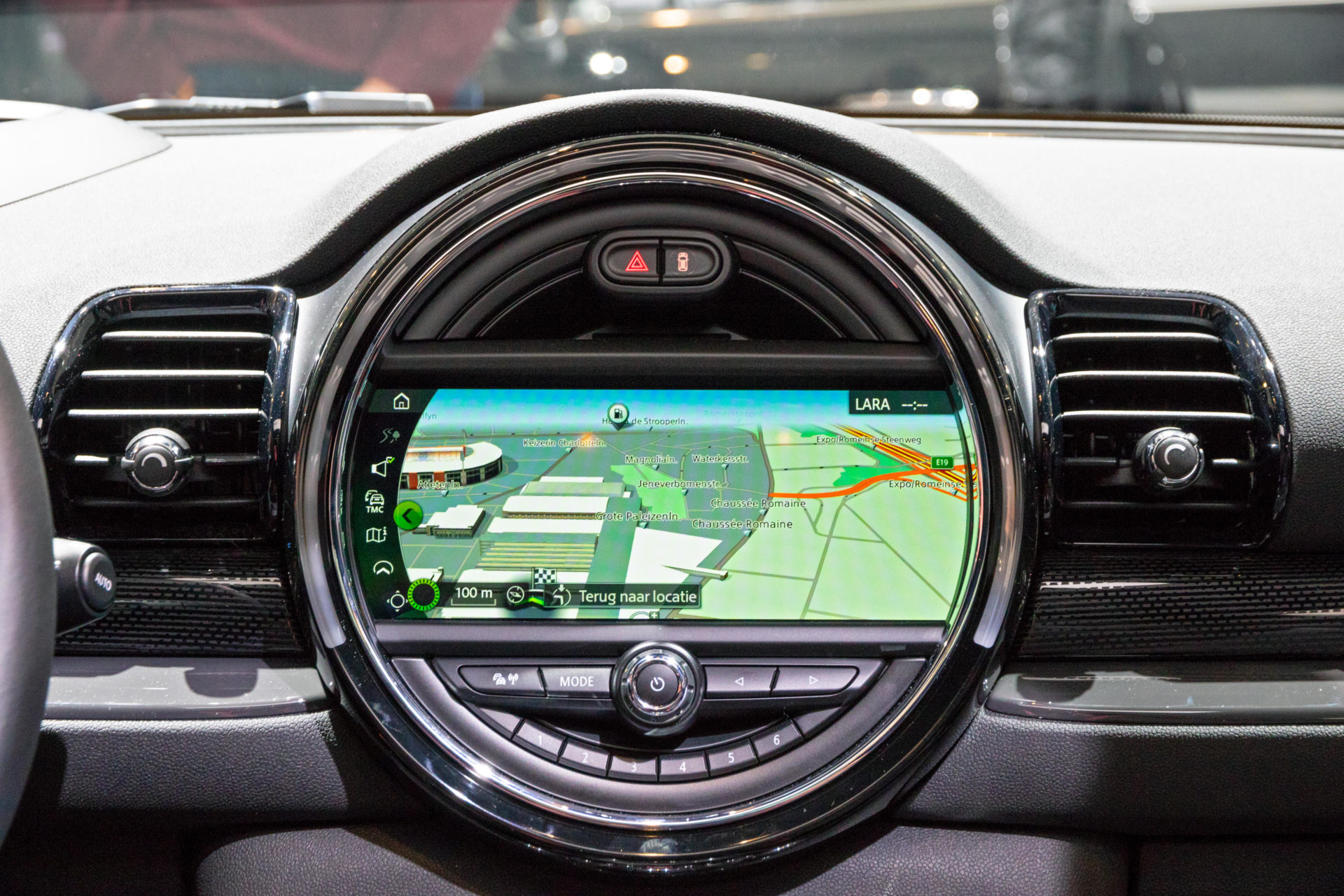 A touchscreen display on a car dashboard, 19-1-17.