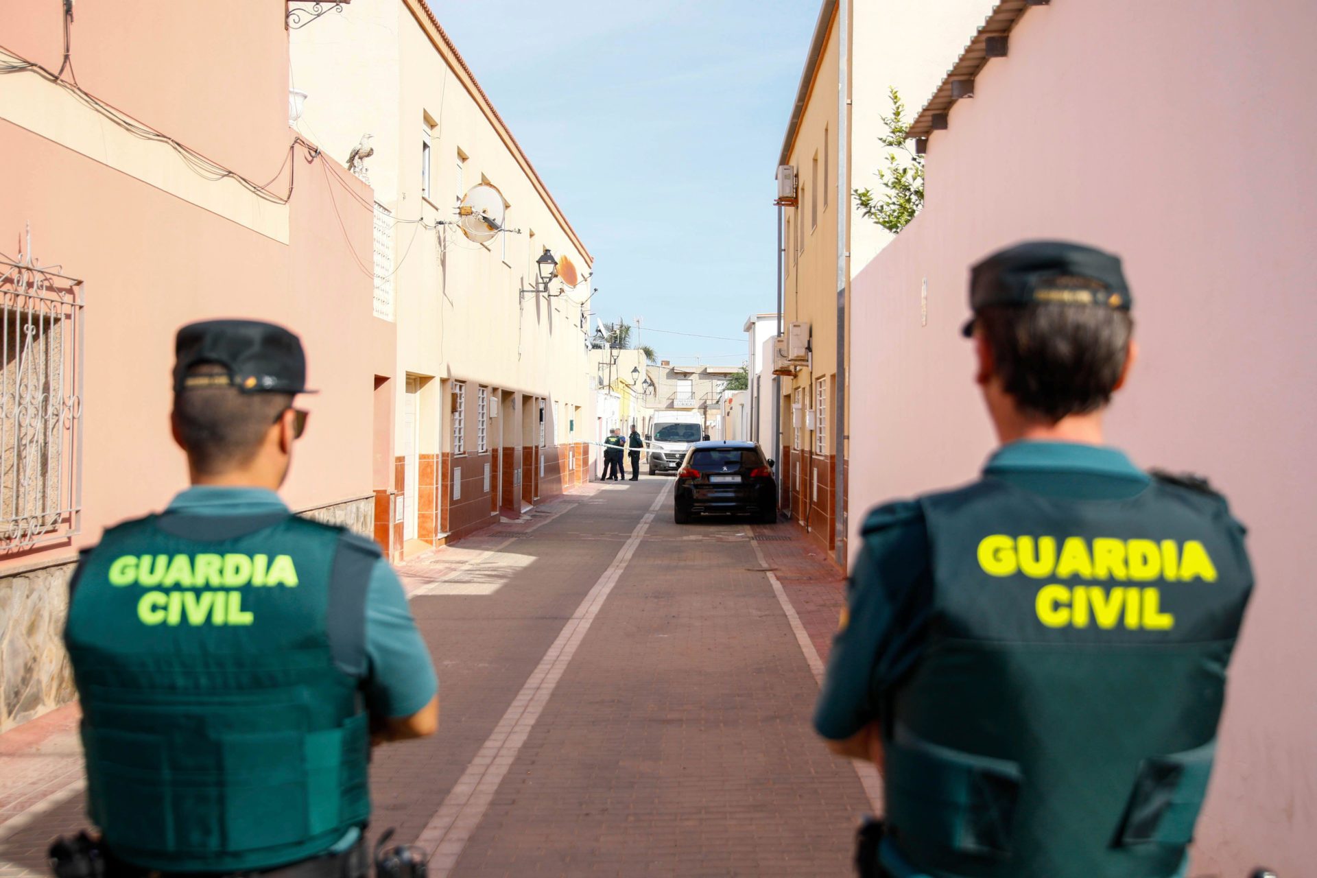 File photo showing Spanish police officers of the Guardia Civil at a crime in Almeria