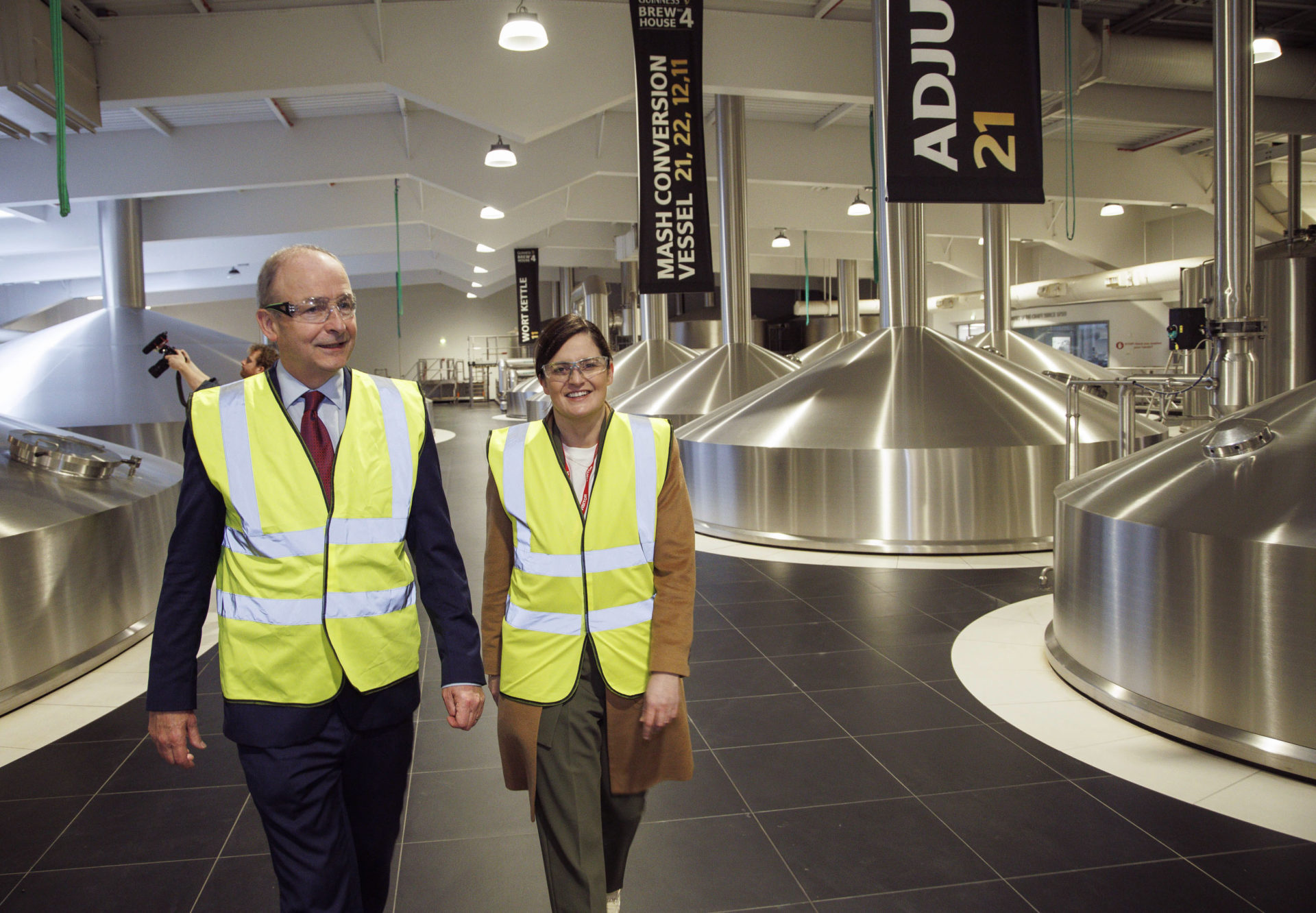 Tánaiste Micheál Martin and Senator Catherine Ardagh on a visit to the Guinness Brewery at St James’s Gate