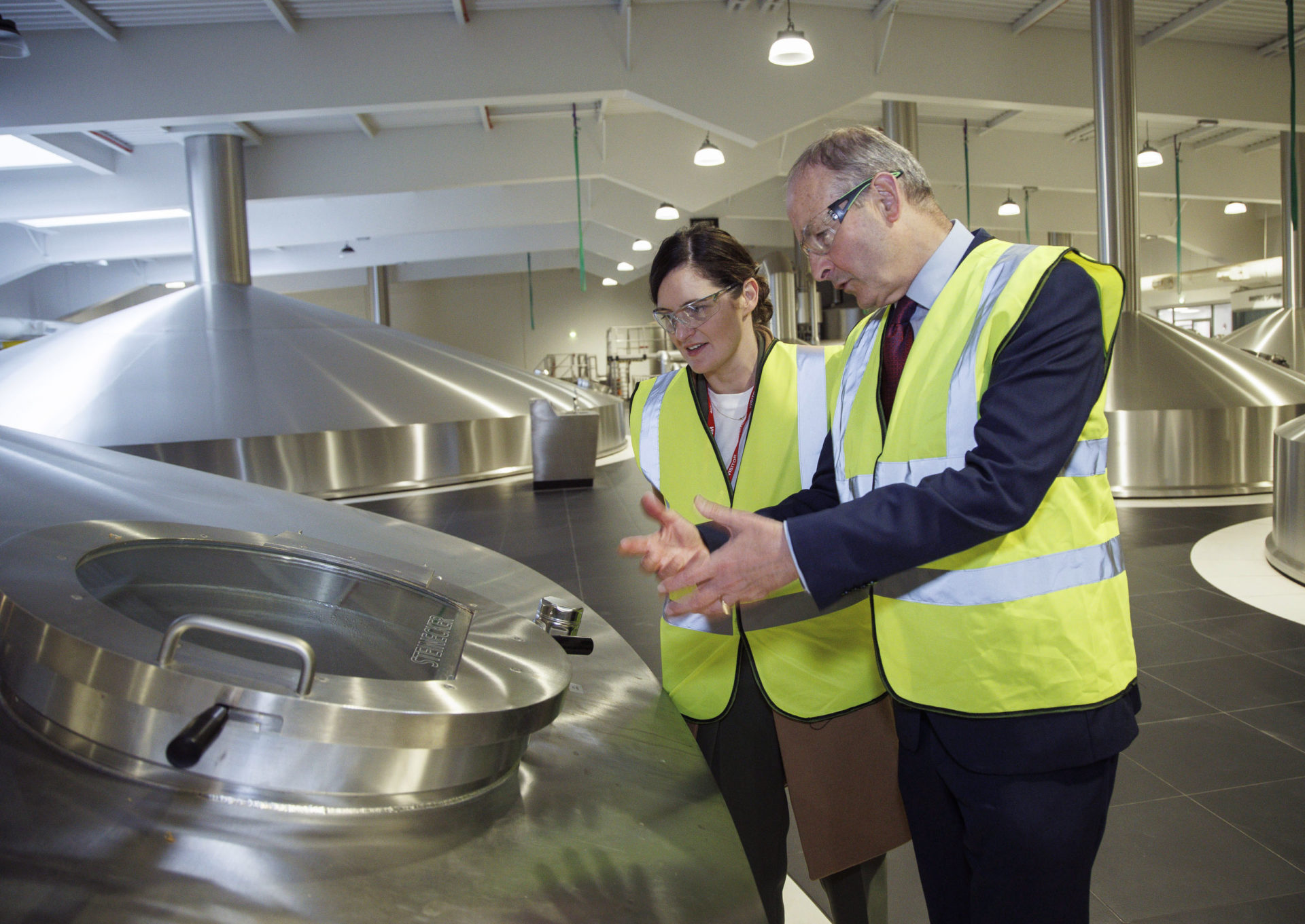 Tánaiste Micheál Martin and Senator Catherine Ardagh on a visit to the Guinness Brewery at St James’s Gate