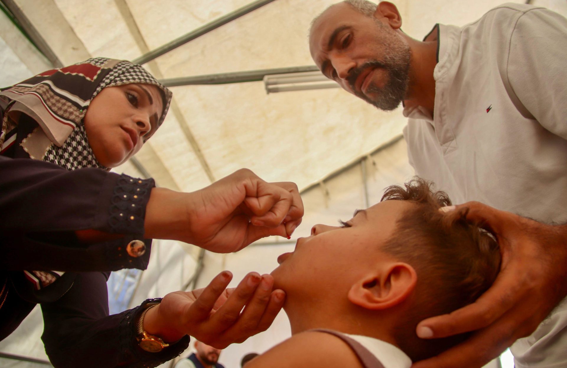 Palestinian Children Receive Second Dose of Polio Vaccine in Khan Yunis.