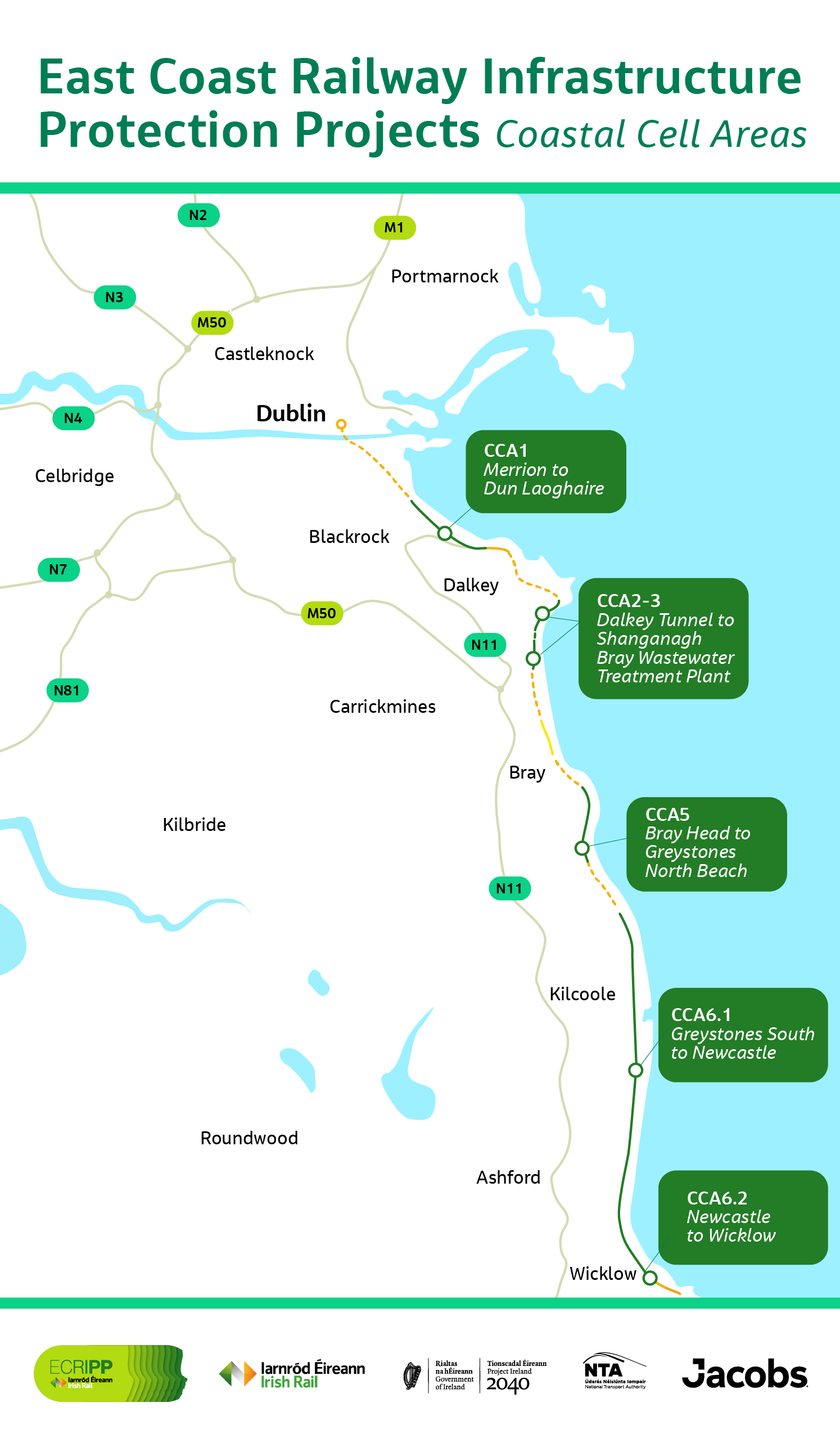 East Coast Railway Infrastructure Protection Projects Coastal Cell Areas Graphic. Image: Irish Rail