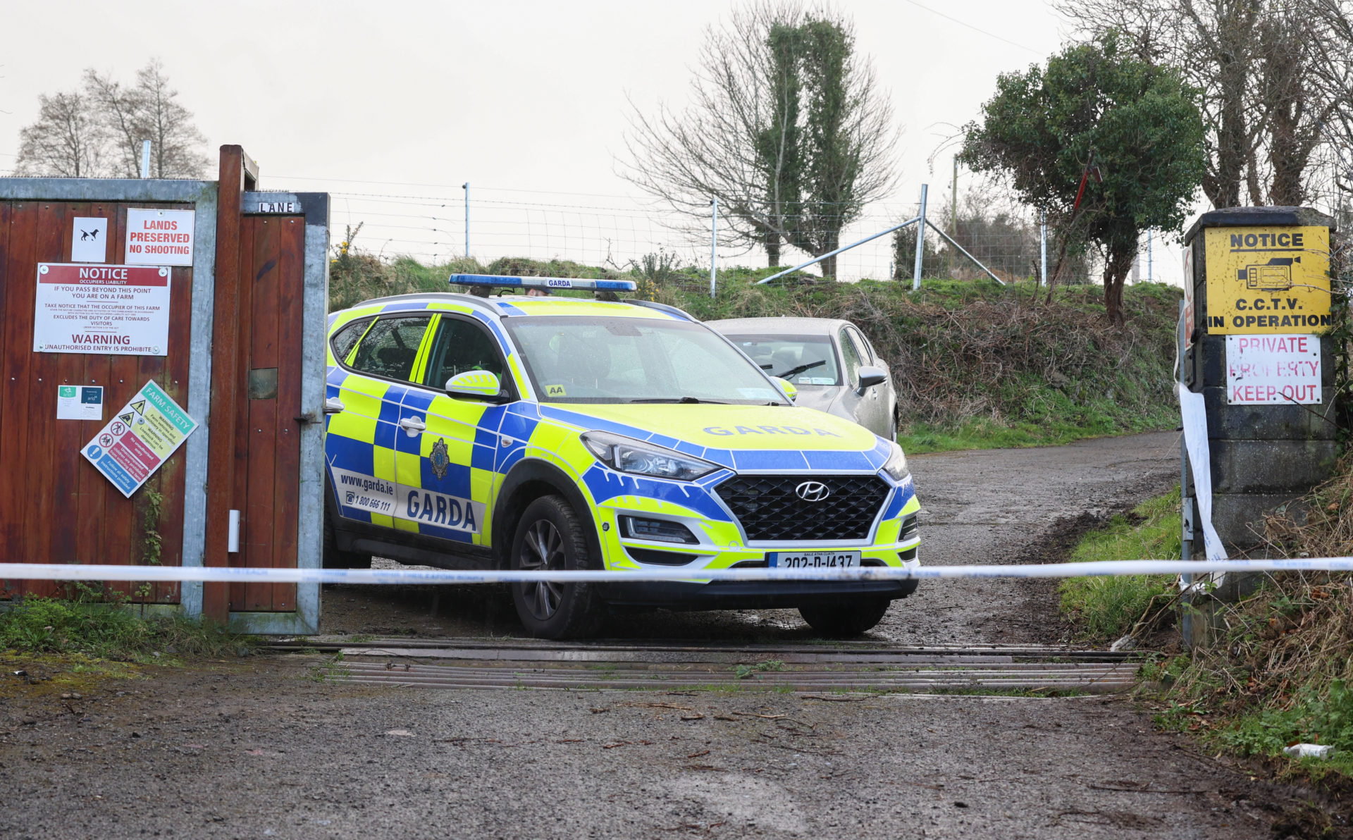 Gardai at the scene on lands in Lugmore in the Mount Seskin area, where a man was seriously injured in a shooting on farmland outside Tallaght in Dublin. 22/02/2022 Photograph: Sam Boal / RollingNews.ie