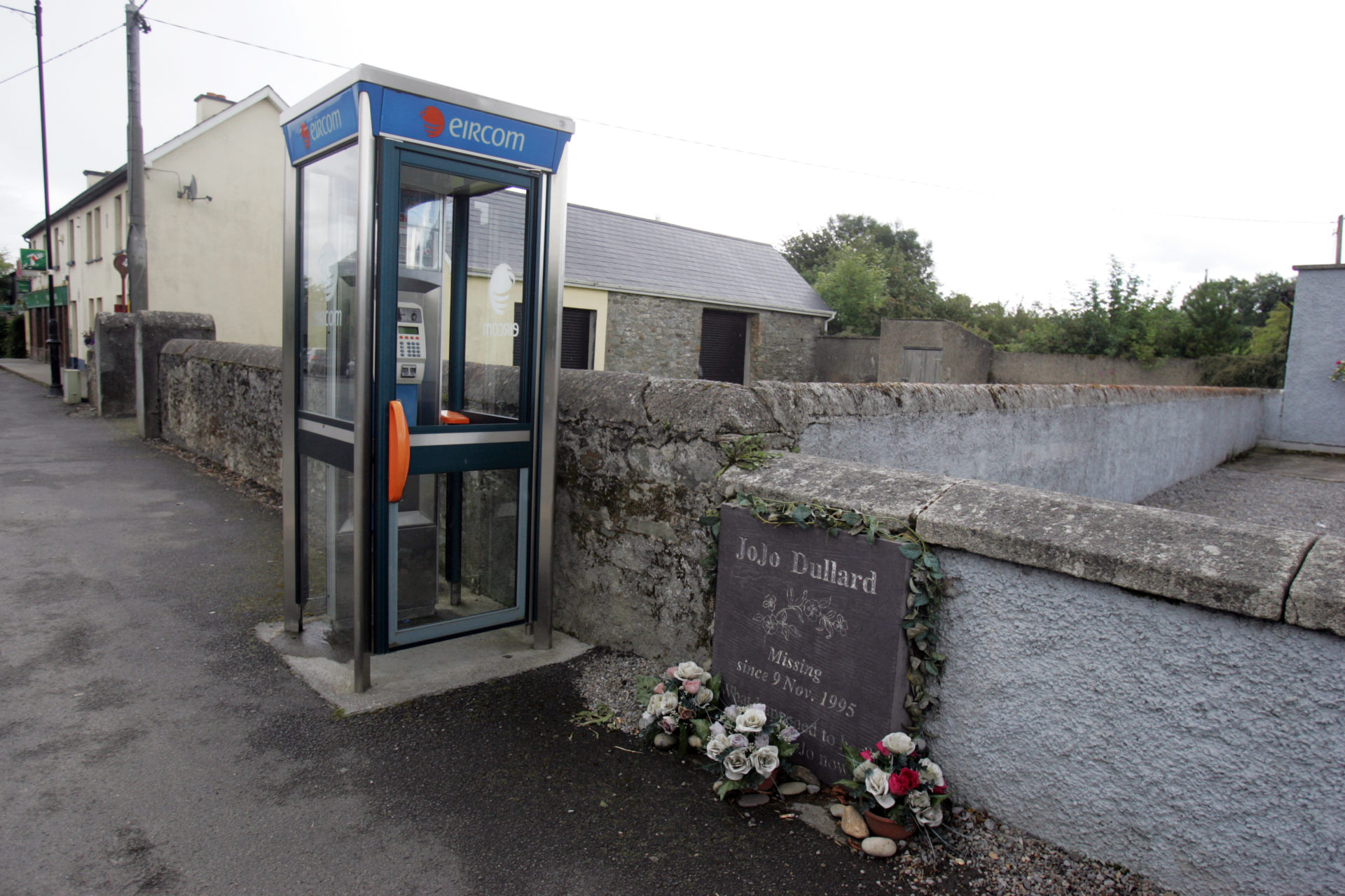 File photo of the Phone Box where Jo Jo Dullard made her last call before she went missing in the village of Moone, County Kildare