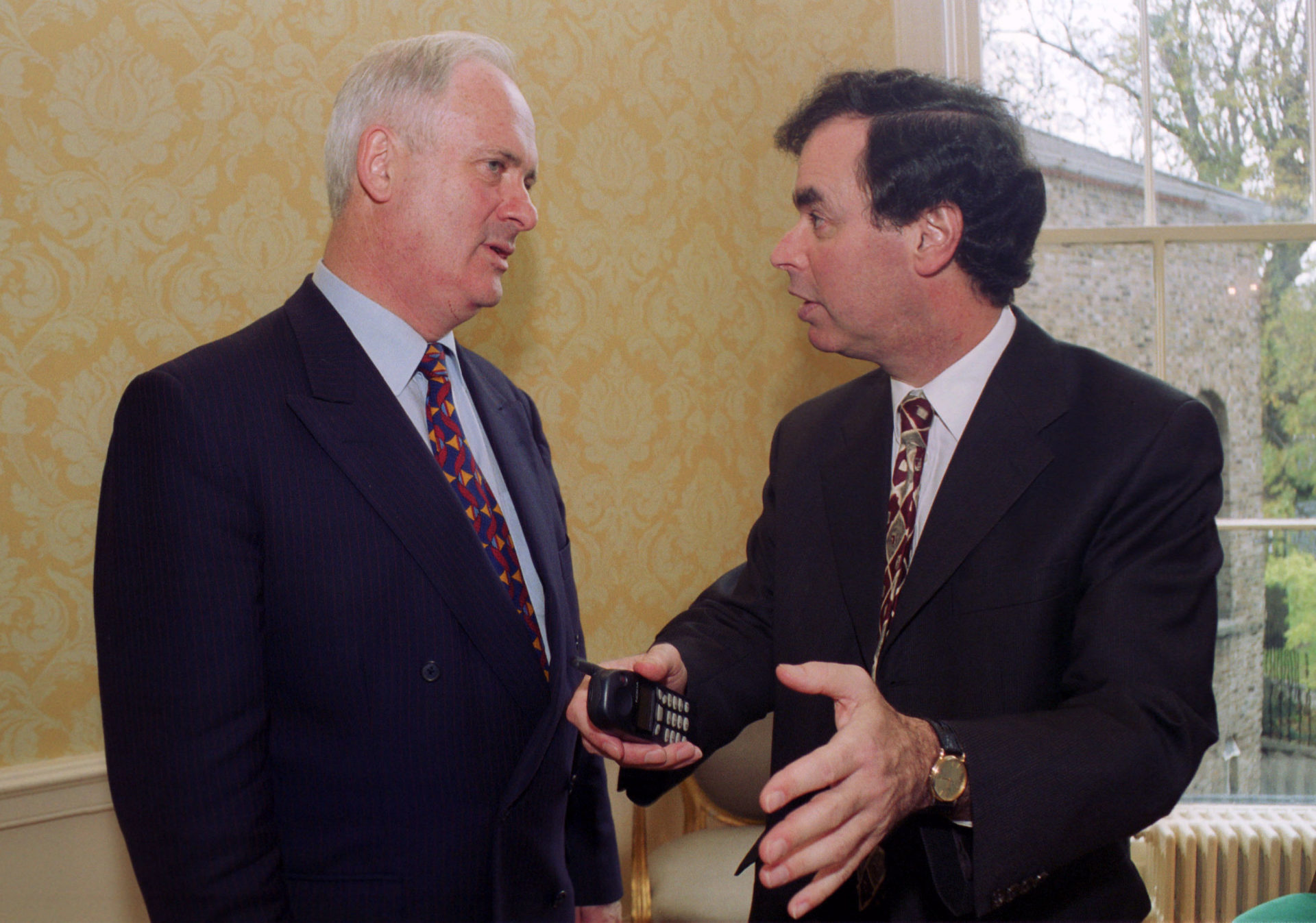 Fine Gael leader, John Bruton and Fine Gael TD, Alan Shatter at the launch of a Fine Gael publication entitled 'A PLAN FOR THE NATION' - Fine Gael's vision of Ireland in 2010. The launch took place in Newman House in Dublin. 4/11/1999 Photo: Graham Hughes/RollingNews.ie