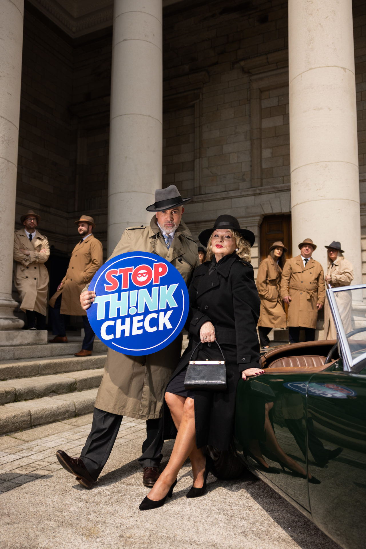 A group of people dressed in classic 1920s costumes launch Bank of Ireland's Fraud Watch: True Crime Stories series