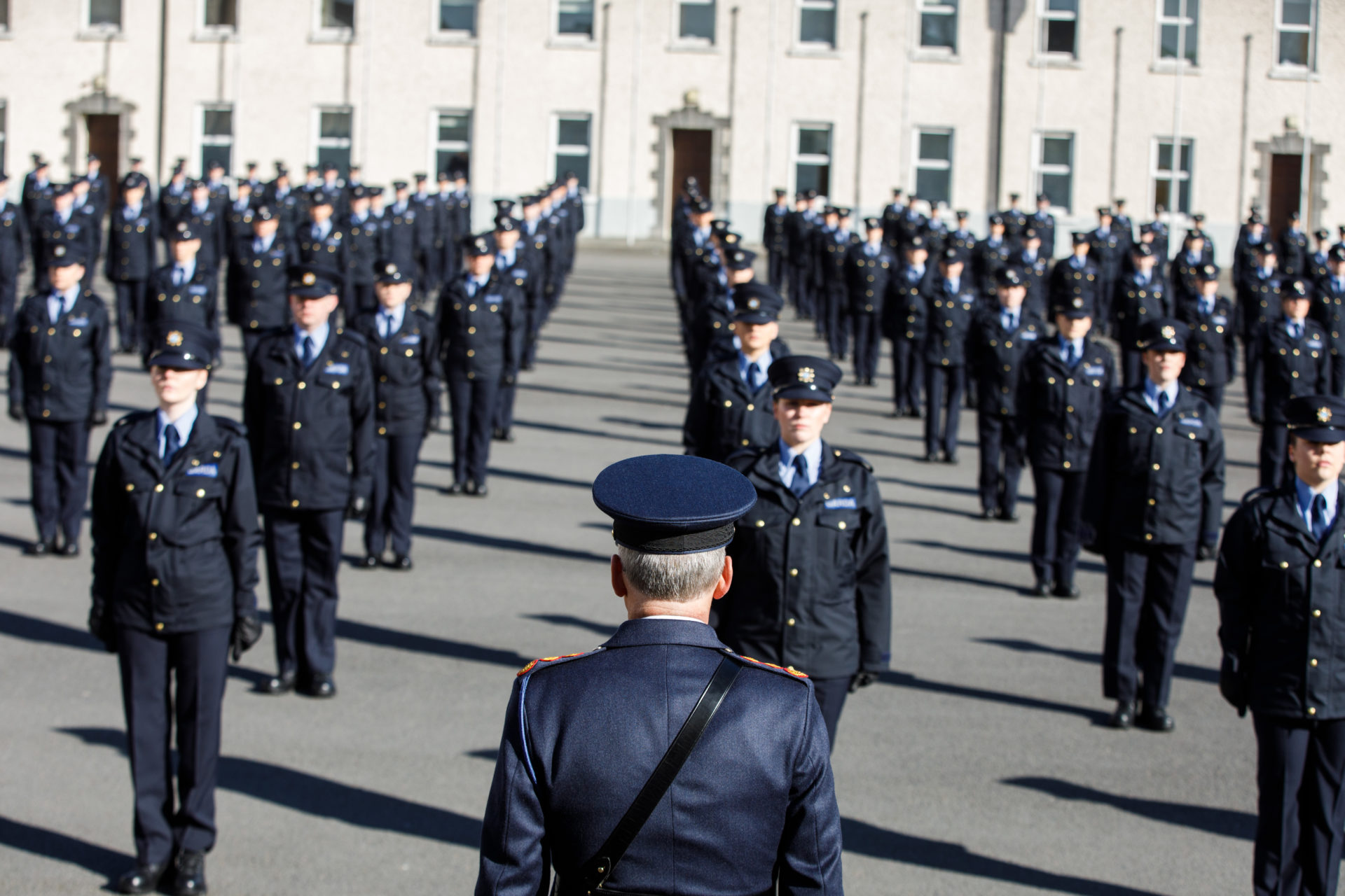 Image shows a ceremony at the Garda Training College, Templemore.