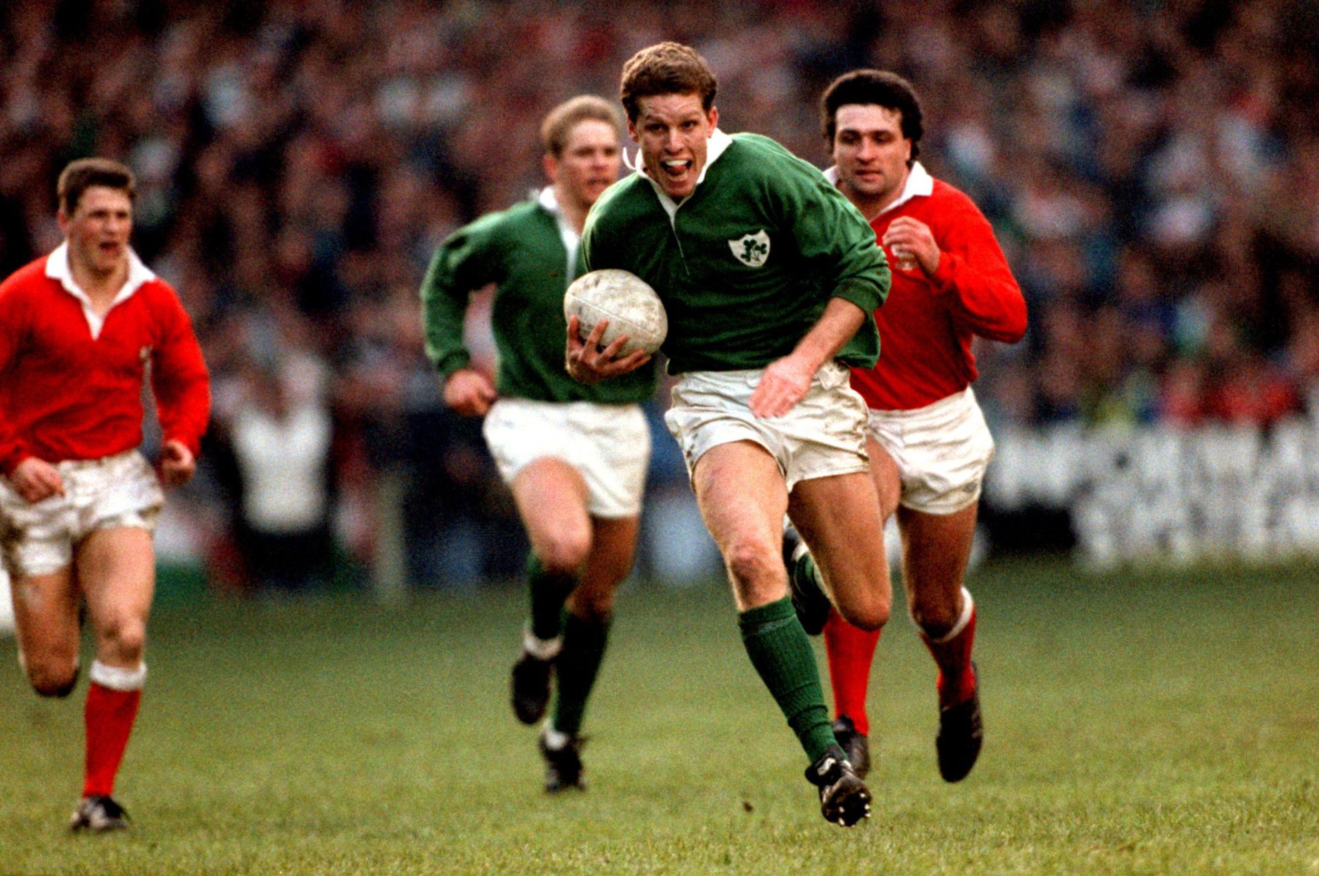 Brendan Mullin playing in the Five Nations Championship Wales v Ireland match in 1991. 