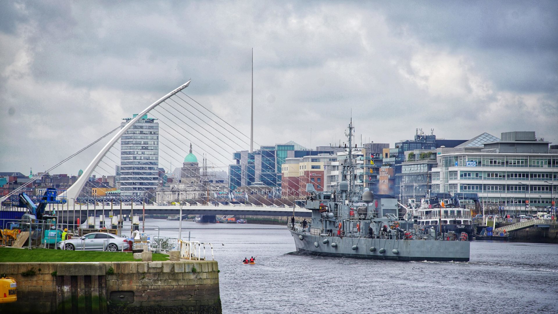 Irish navy arriving into Dublin