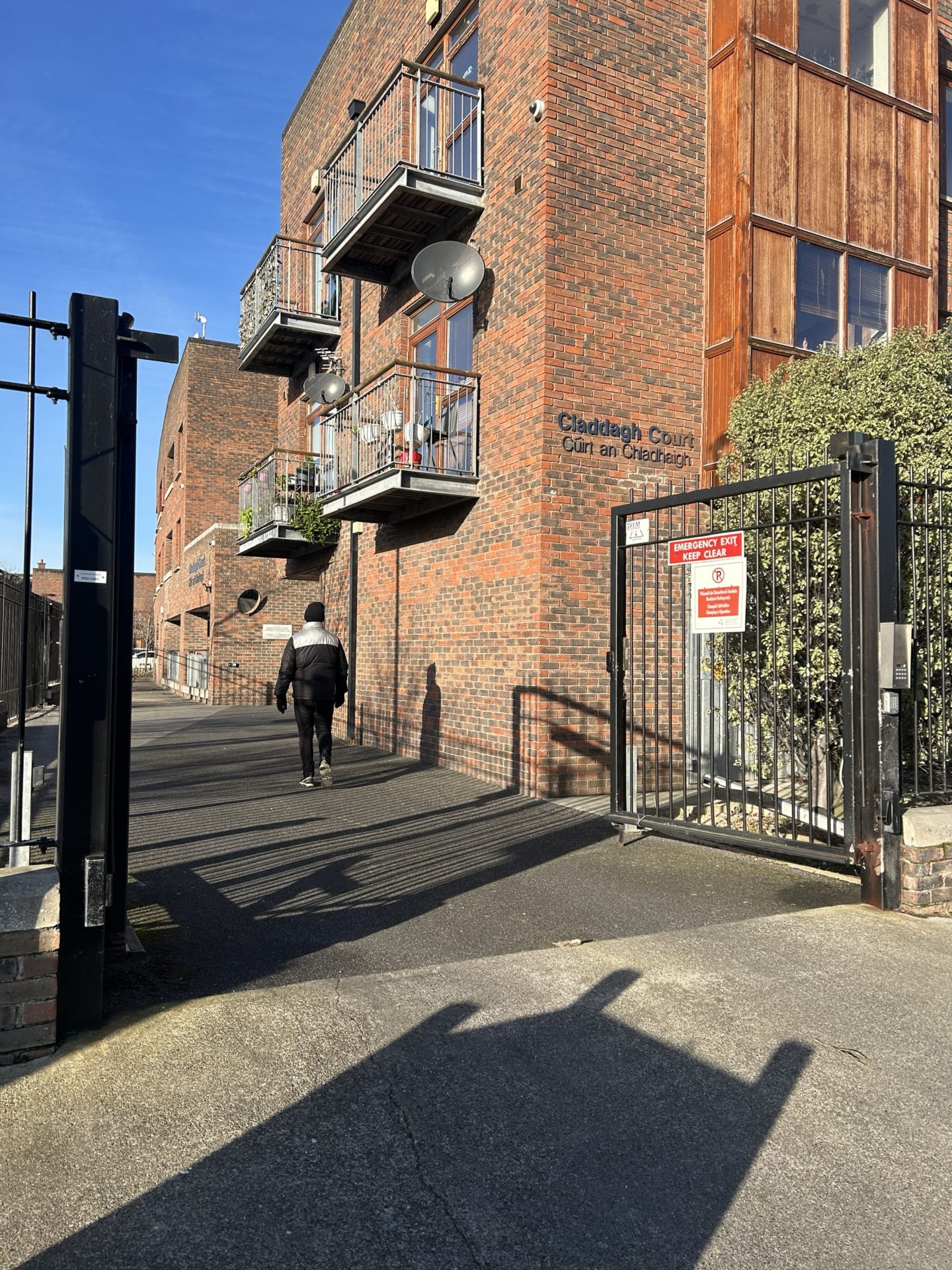 Broken gates at Claddagh Court.