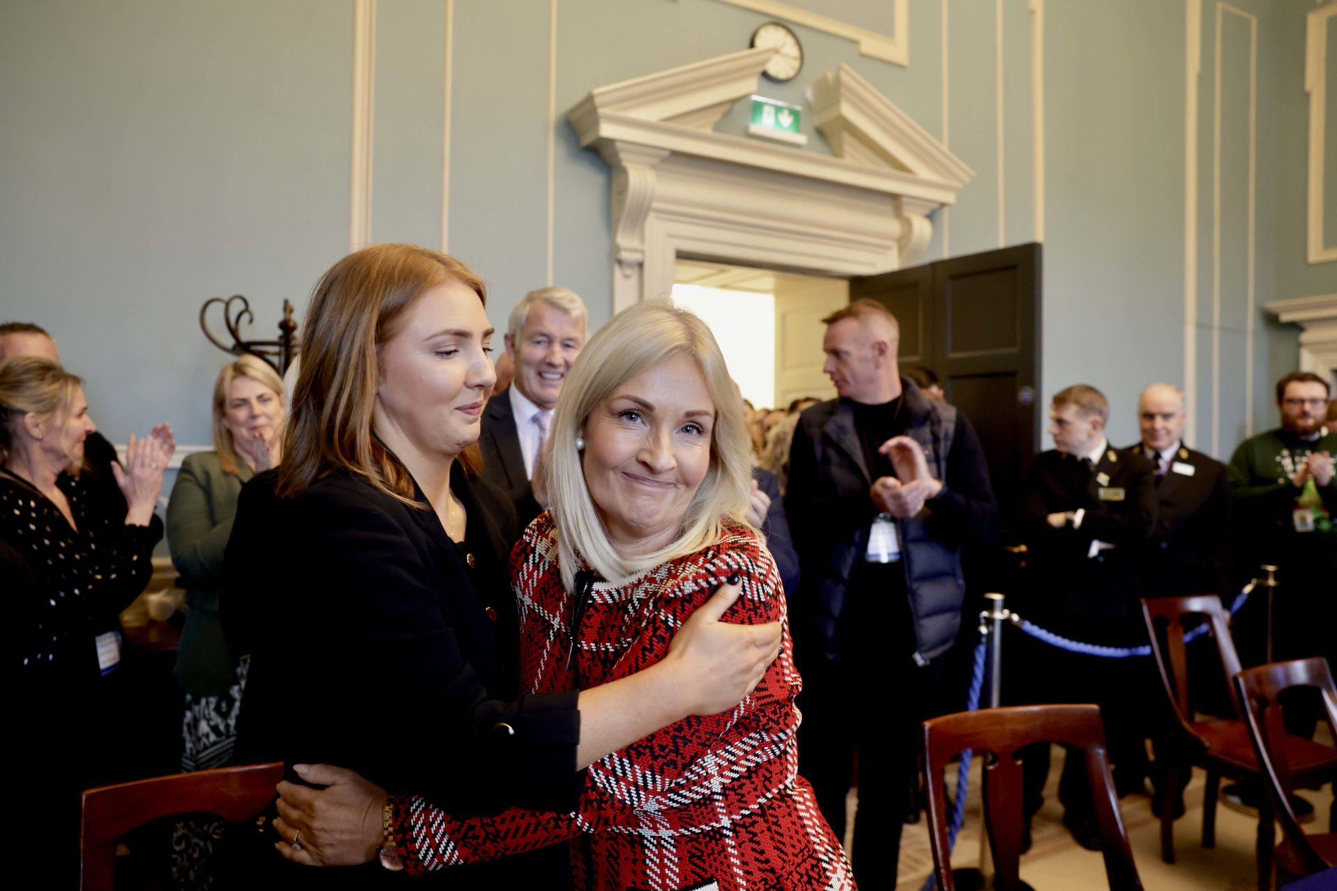 Pic shows Verona Murphy hugging her daughter Robyn Murphy after being elected for new Ceann Comhairle. 18-12-24 Pic Maxwell’s