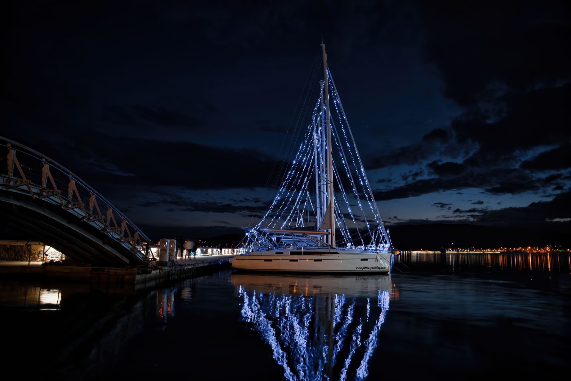 Volos, Greece 12-12-2020, decorated boats for the Christmas and New Year holidays. Image: Alamy