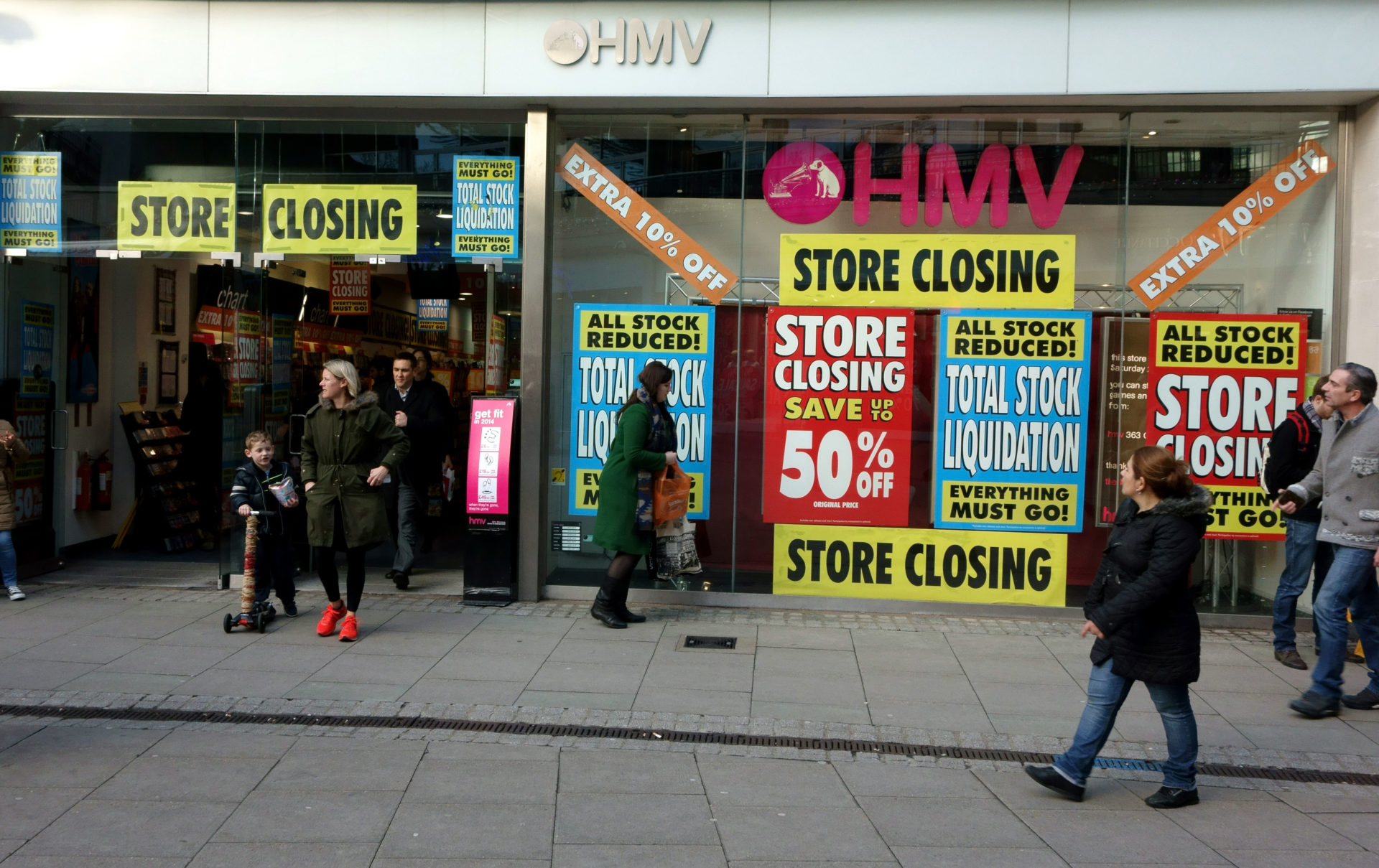 Branch of HMV closing down sale, Islington, London. 