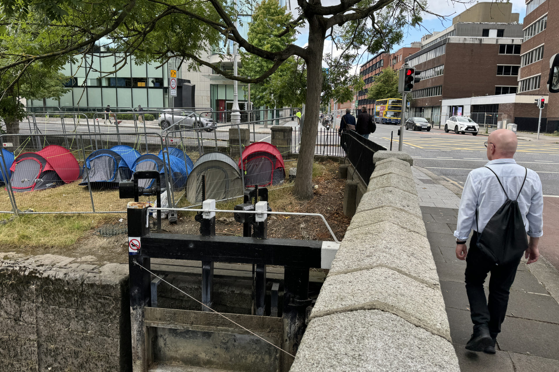 Tents pitched along the Grand Canal