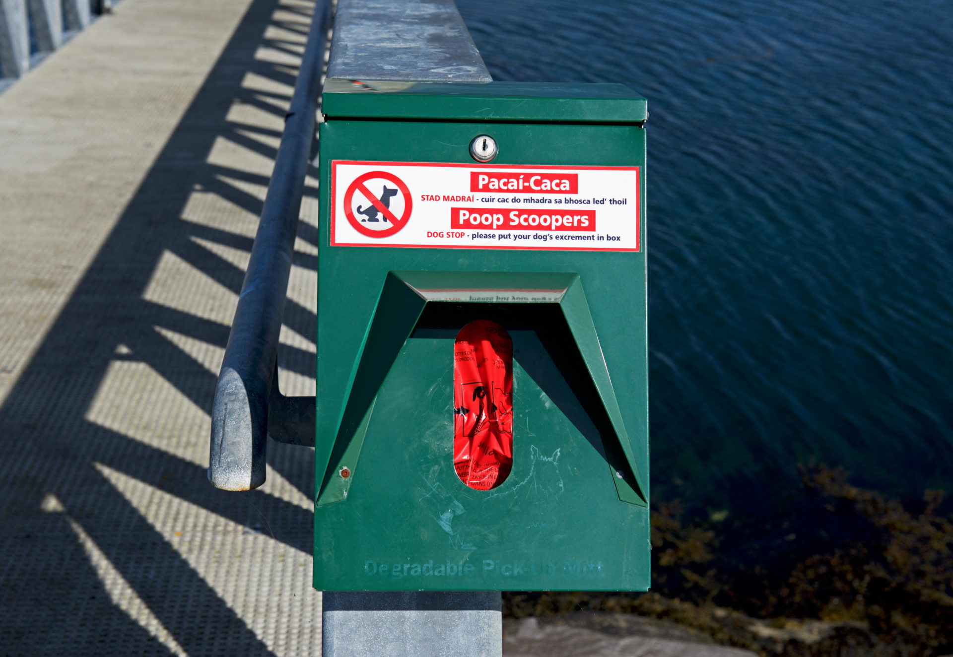 Bin for dog poop and bag dispenser. Image: Alamy