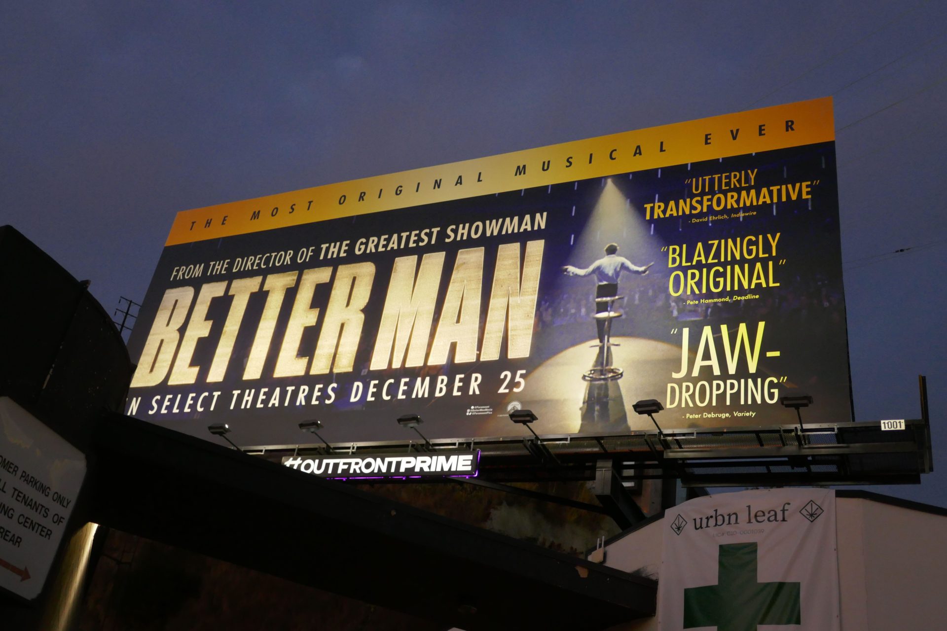 The Better Man Billboard on Sunset Blvd on January 6, 2025 in Los Angeles, California, USA. Photo by Barry King/Alamy Stock Photo