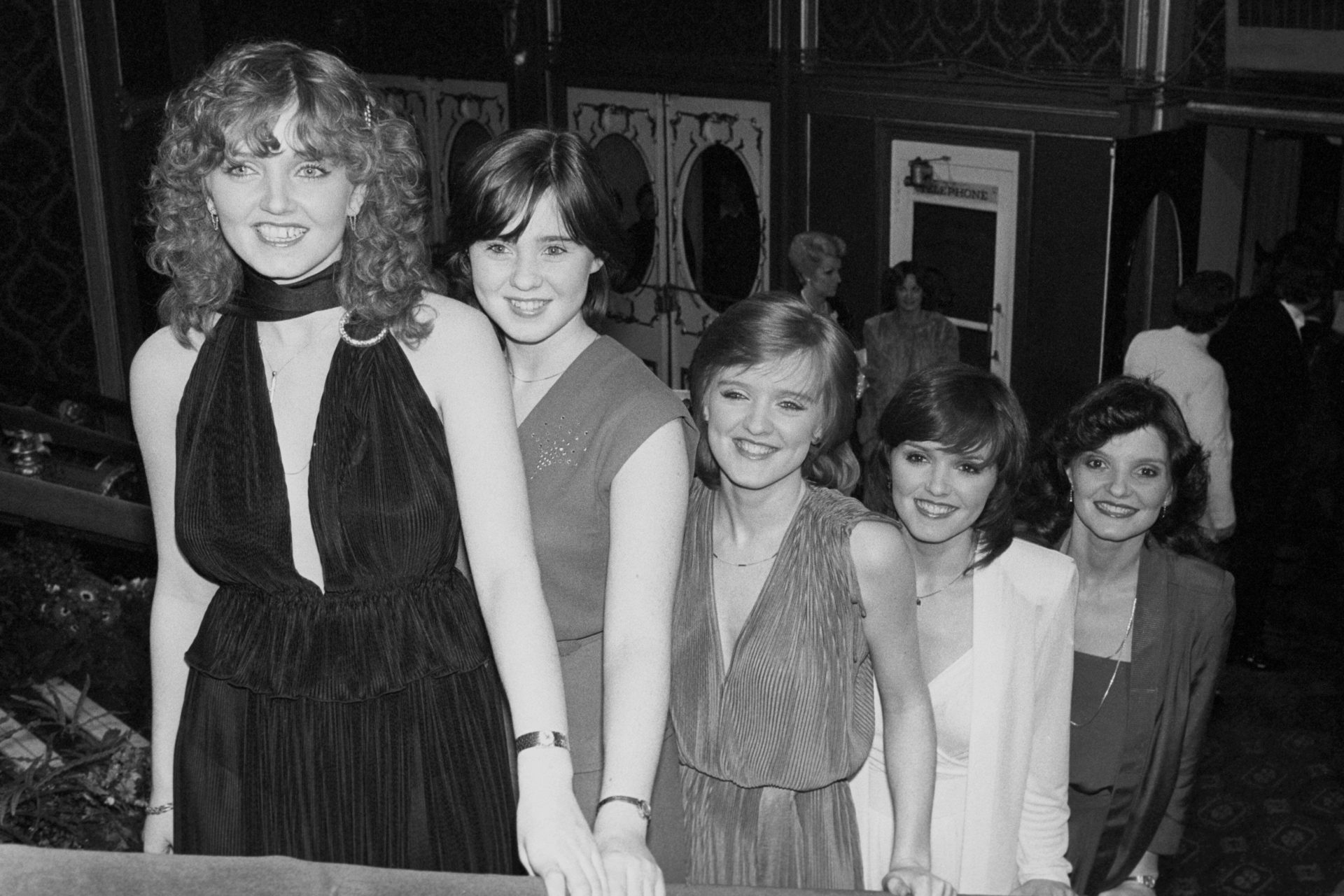 The Nolan Sisters arrive at the Lyceum Ballroom in London when they were presented with a special award by Princess Anne at the Carl-Alan Awards ceremony. Left to right; Linda Nolan, Coleen Nolan, Bernie Nolan, Maureen Nolan and Anne Nolan