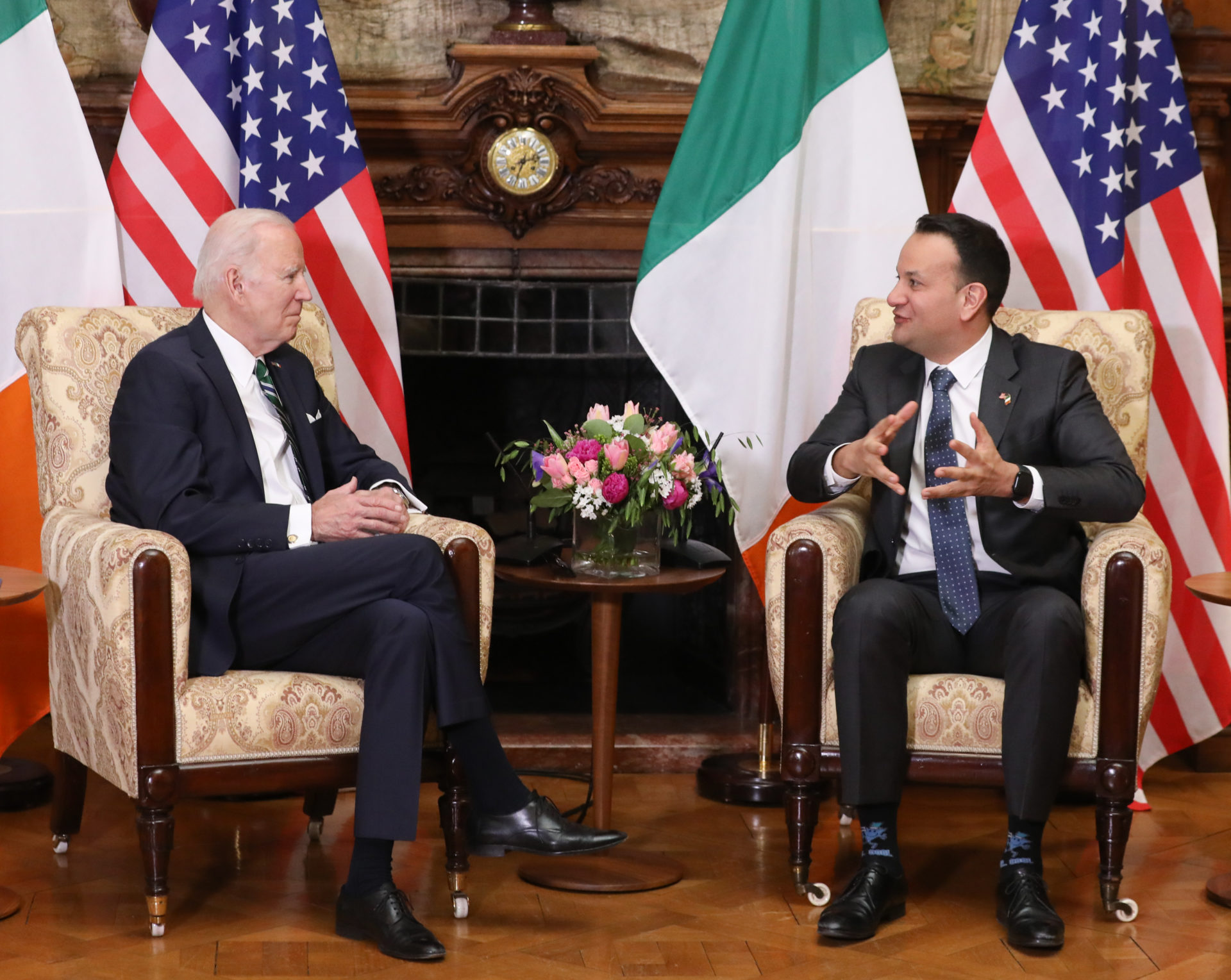 Joe Biden and Leo Varadkar in conversation at the White House