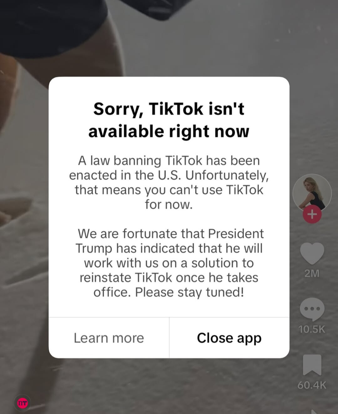 American TikTok users were faced with this message when they opened the app yesterday.