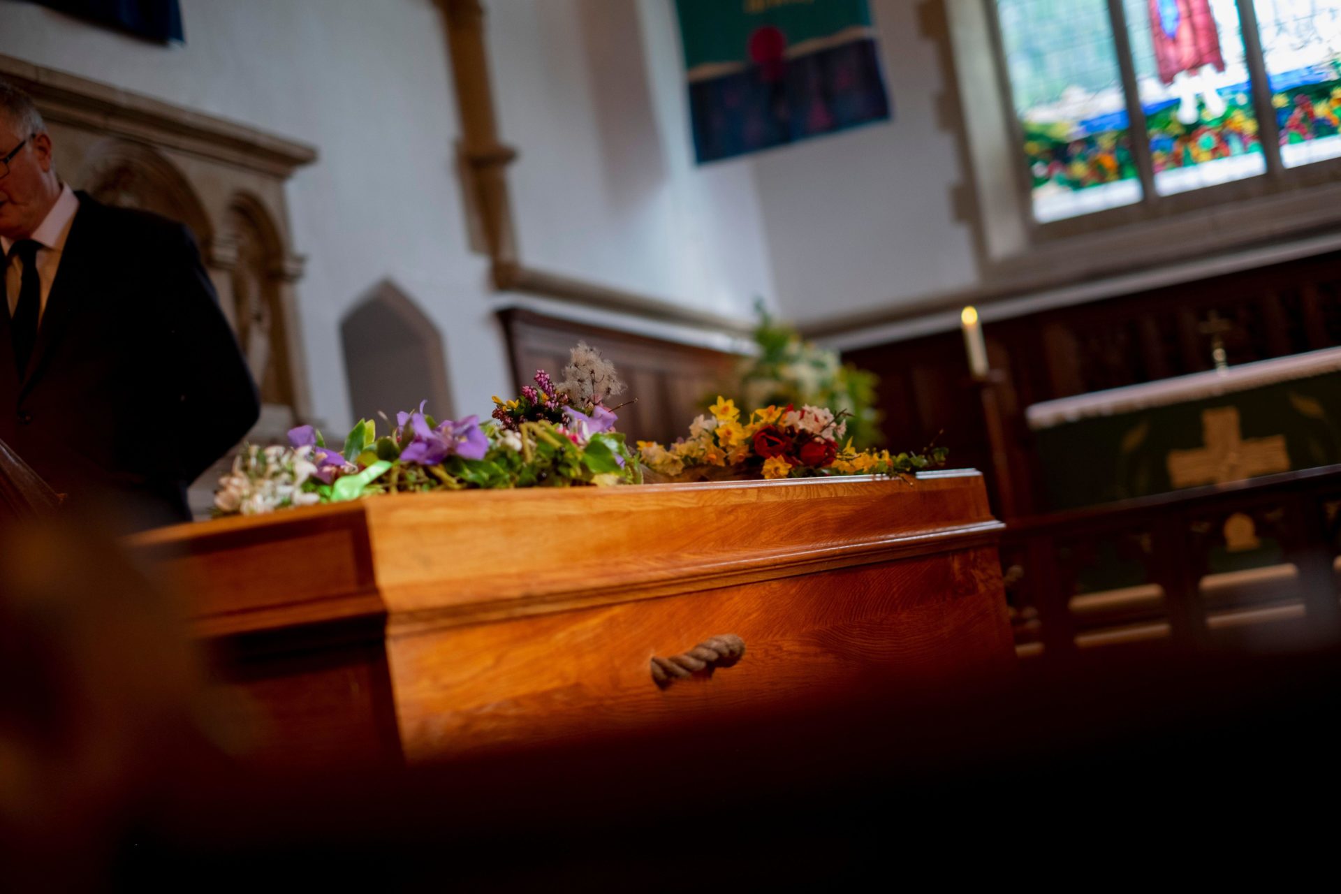 A coffin in a church