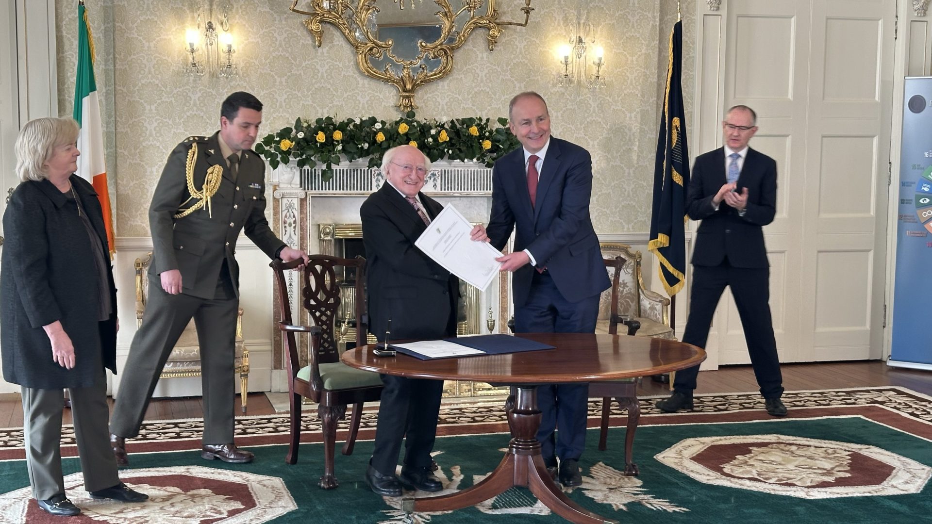 Micheál Martin and Michael D Higgins. Picture by: Newstalk.