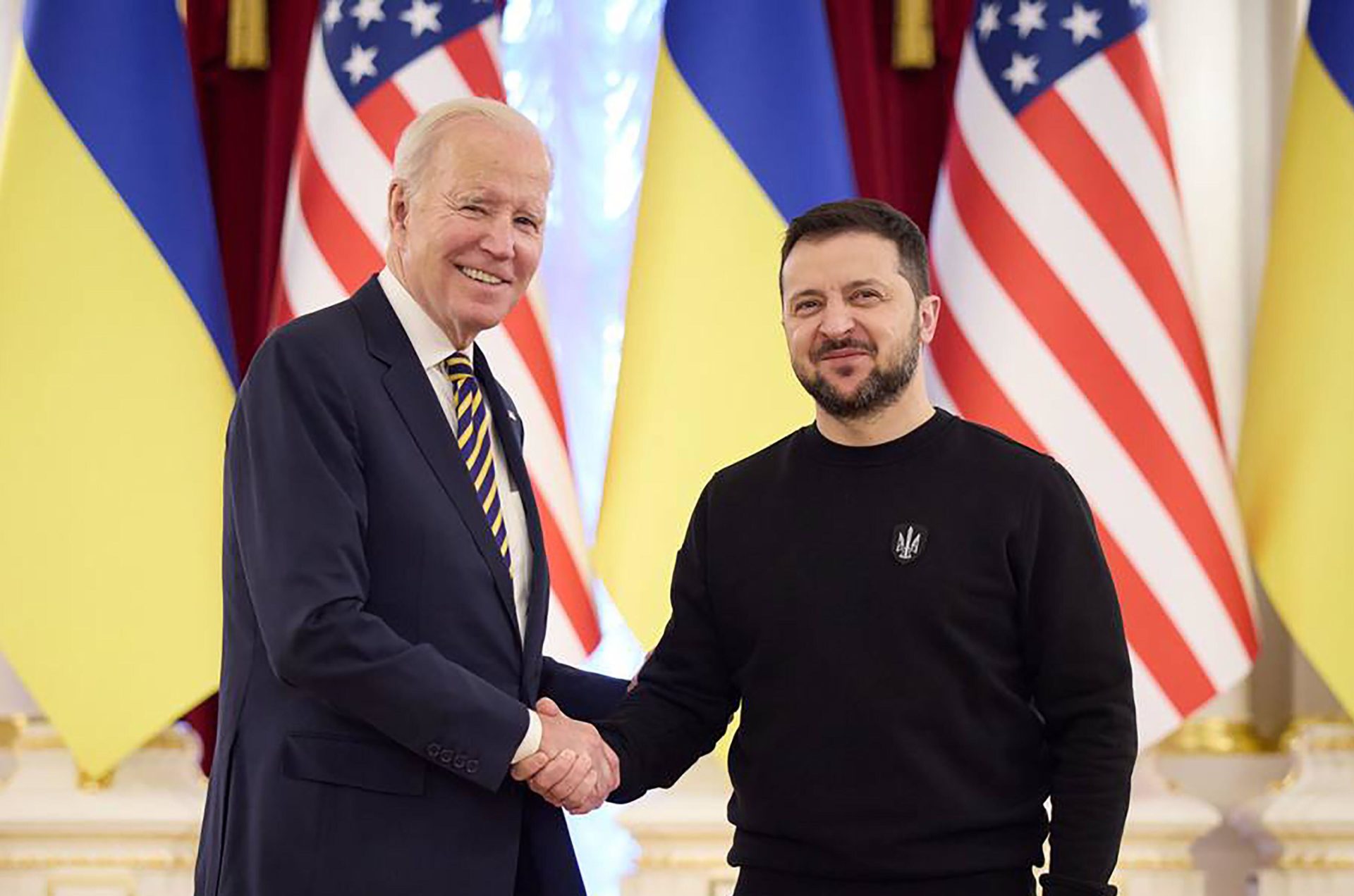 President Joe Biden meets with Ukraine President Volodymyr Zelensky in Kyiv, Ukraine.