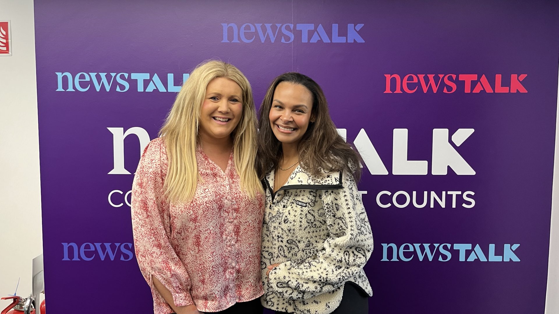 Samantha Mumba with Andrea Gilligan in the Newstalk studio.