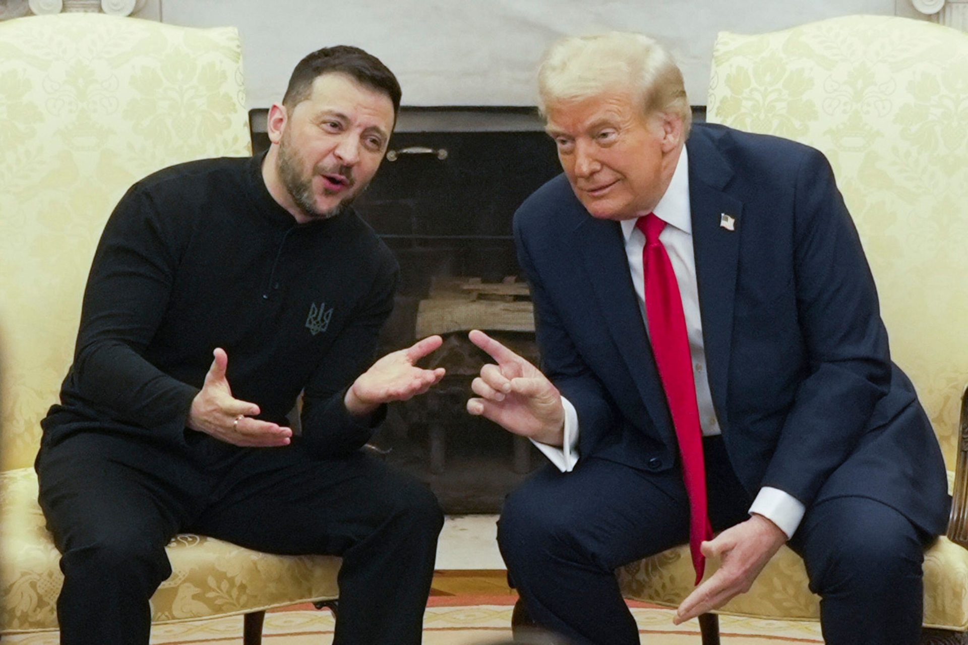 President Donald Trump, right, meets with Ukrainian President Volodymyr Zelenskyy in the Oval Office at the White House, Friday, Feb. 28, 2025, in Washington.