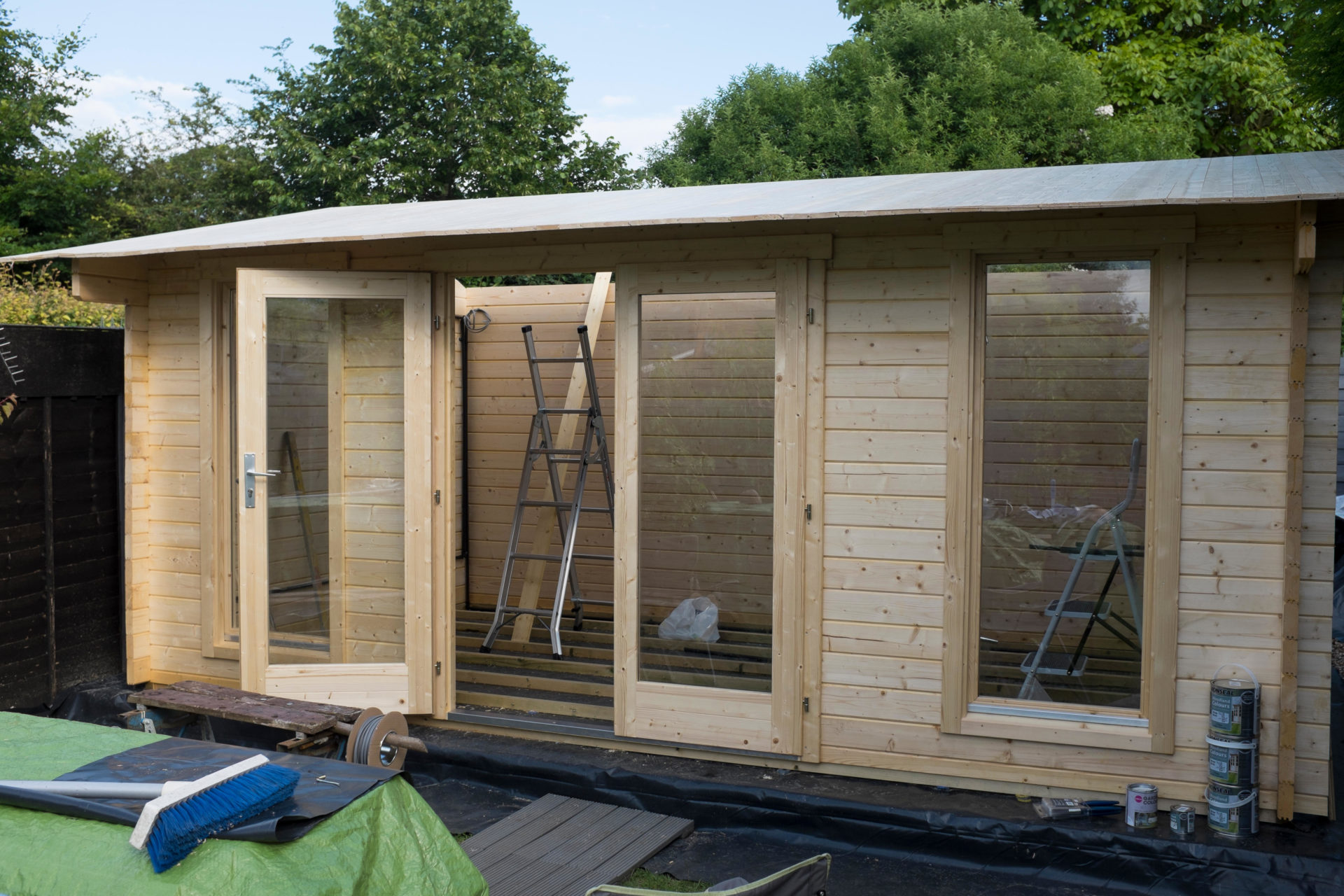 Garden Log Cabin under Construction. 