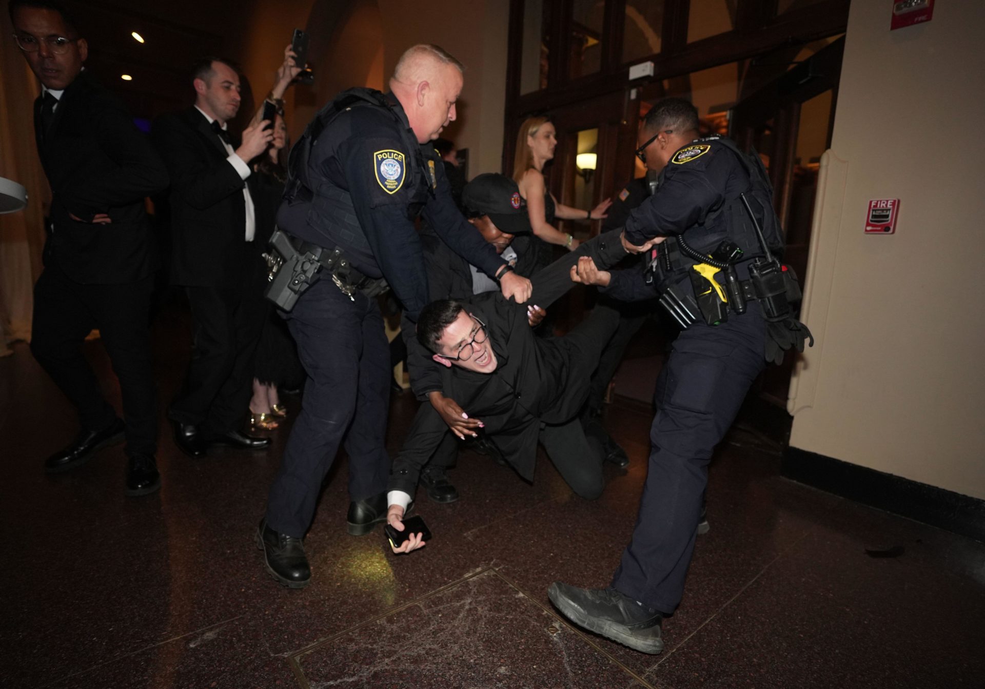 Members of Enoch Burkes family are ejected from the Ireland Funds 33th National Gala dinner at the National Building Museum in Washington DC, as part of his week long visit to the US. 