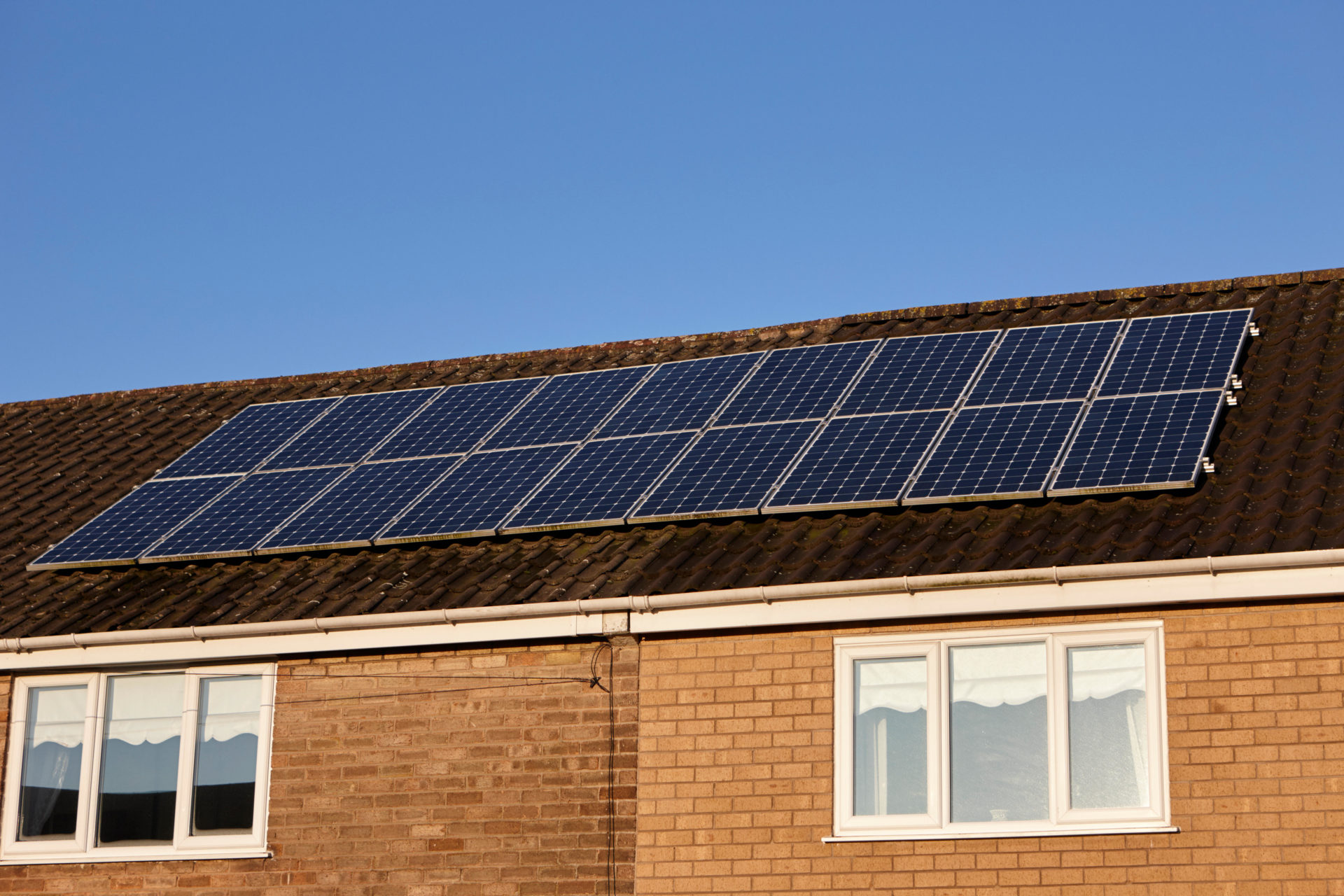 Solar panels on the roof of a house