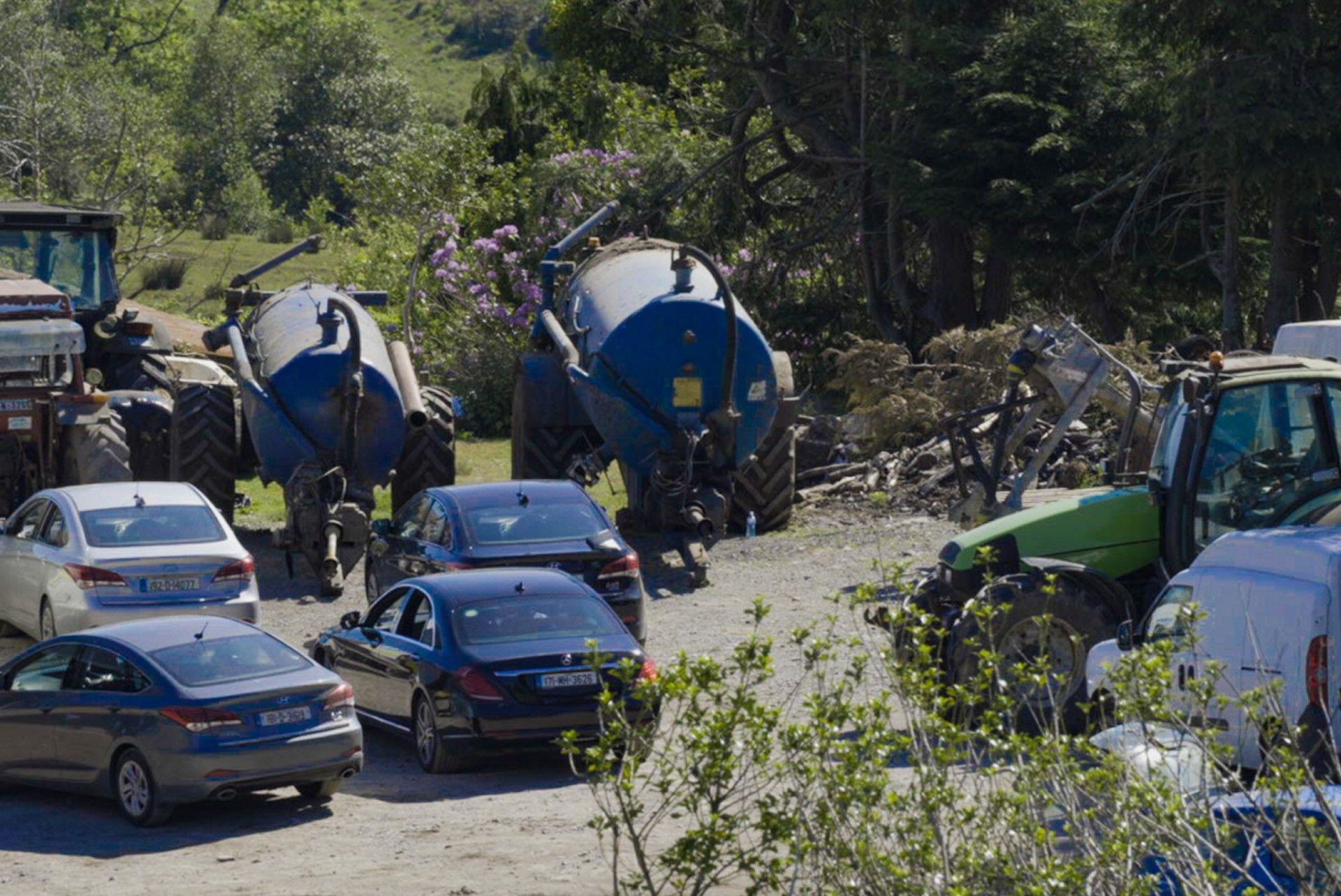 Slurry tanks at the scene in Carrig East, Kenmare, where Garda are investigating the disappearance of Co Kerry farmer Michael Gaine.