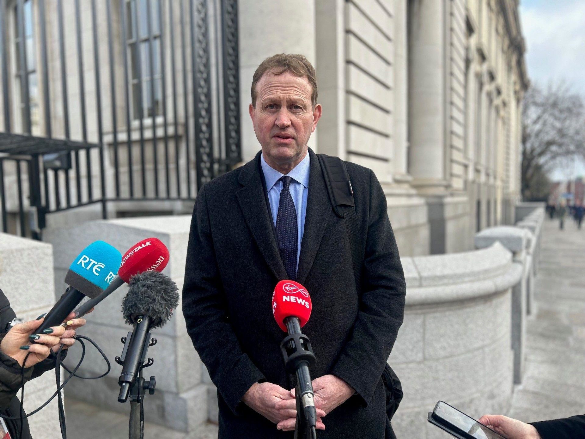 3A669GM Justice Minister Jim O'Callaghan arriving at Government Buildings, Dublin, ahead of a Cabinet meeting. Picture date: Tuesday March 25, 2025.