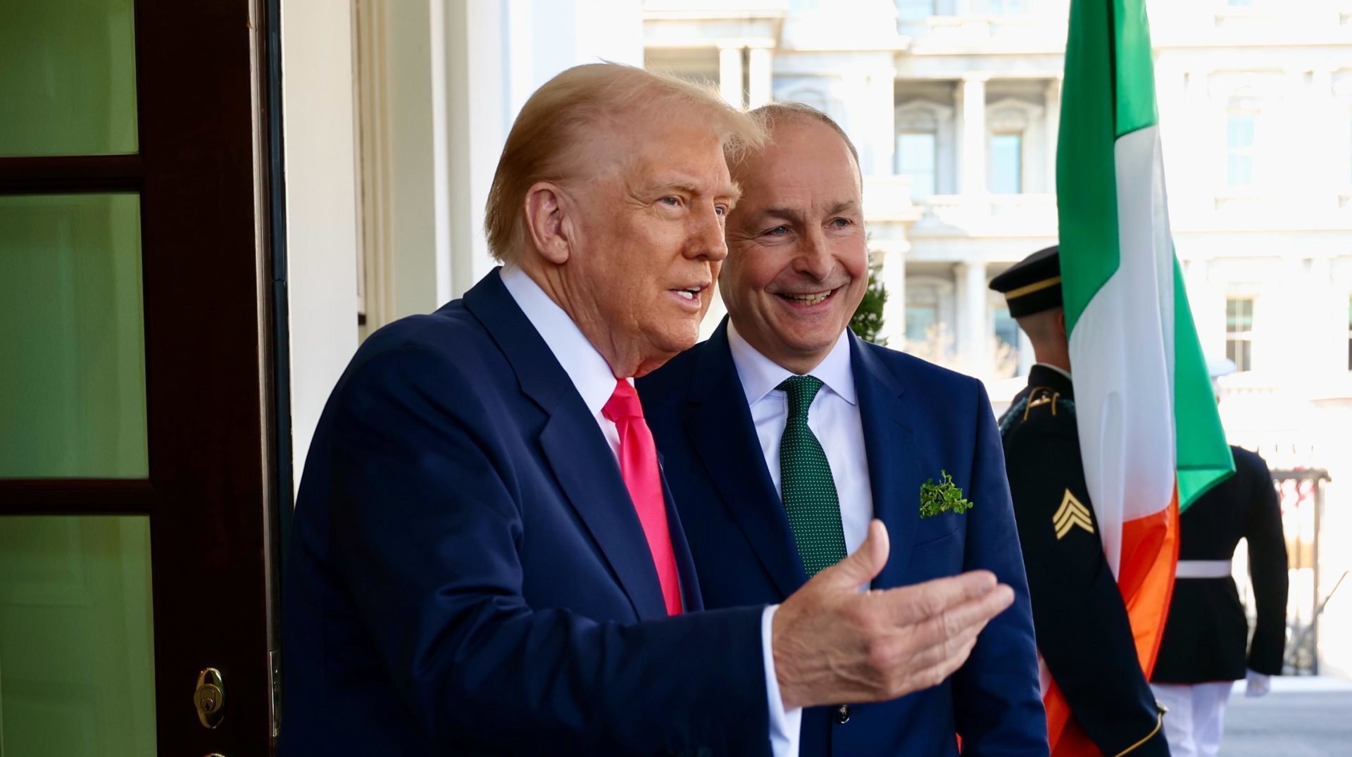 Photograph of Taoiseach Micheál Martin with US President Donald Trump in the Oval Office of the White House as part of the annual St Patrick’s Day celebrations (12/3/2025).