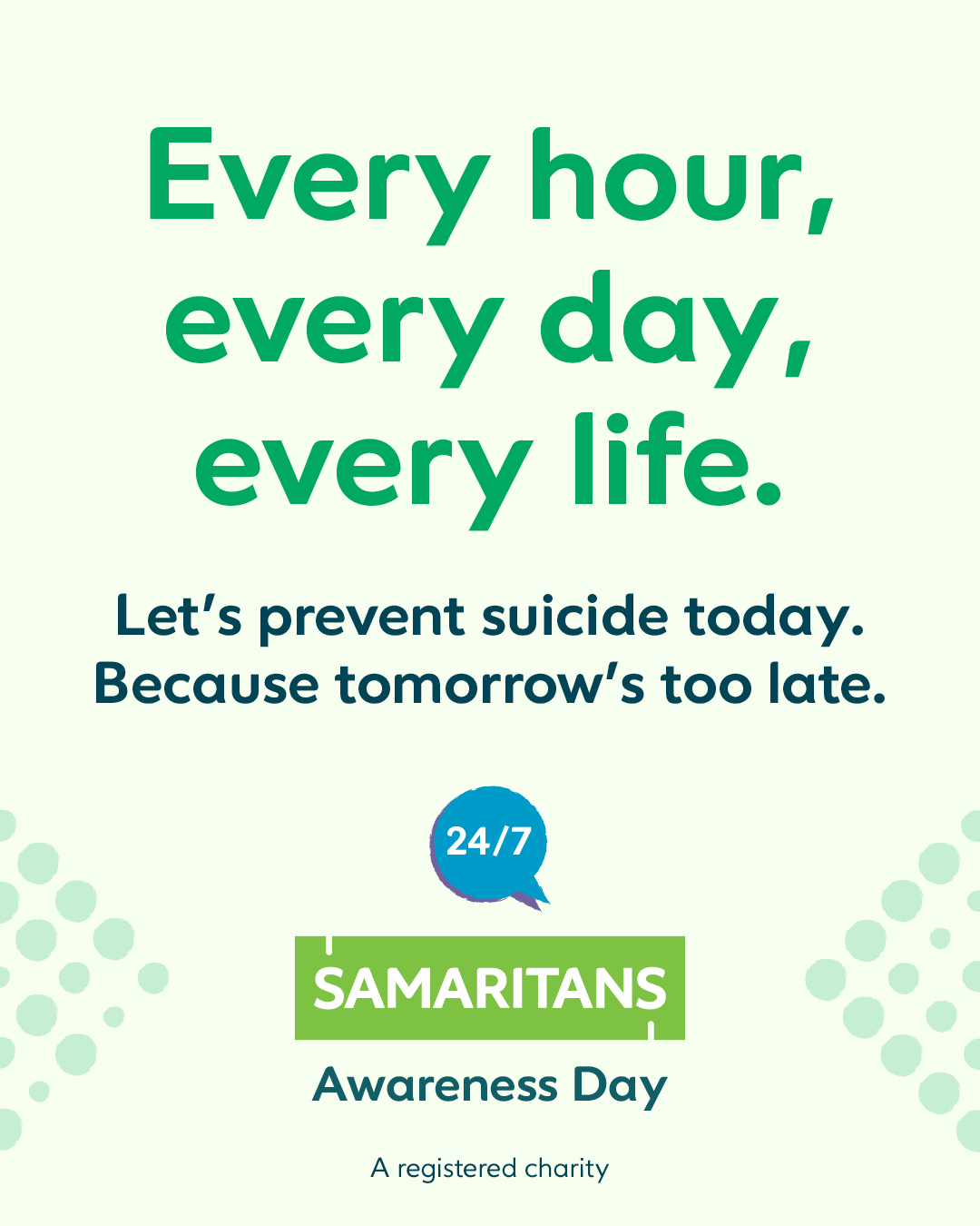 The Samaritans are here for you – 24 hours a day, seven days a week.