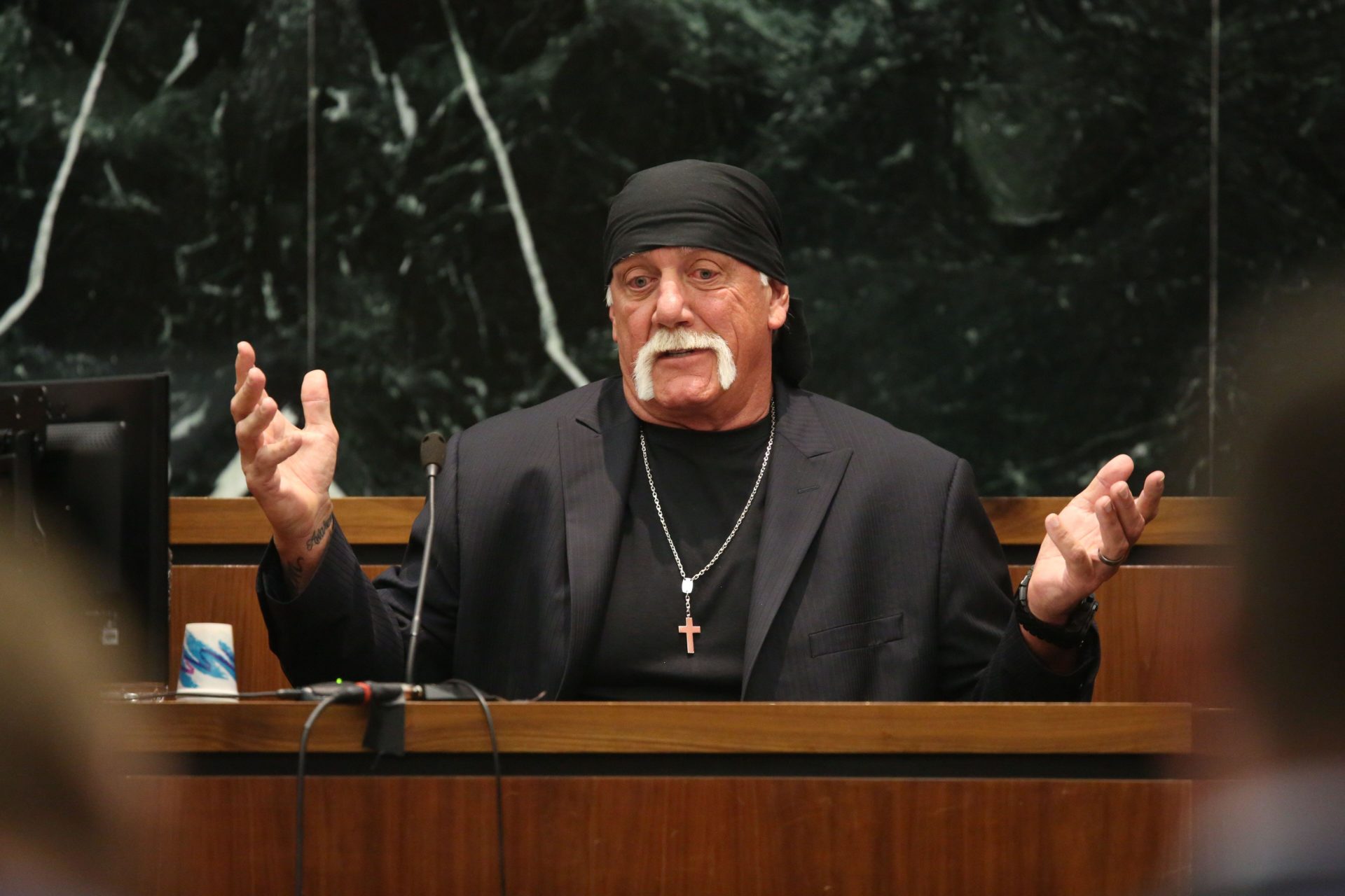 Hulk Hogan, whose given name is Terry Bollea,testifies in court on Tuesday, March 8, 2016, during his trial against Gawker Media, in St Petersburg, Fla.