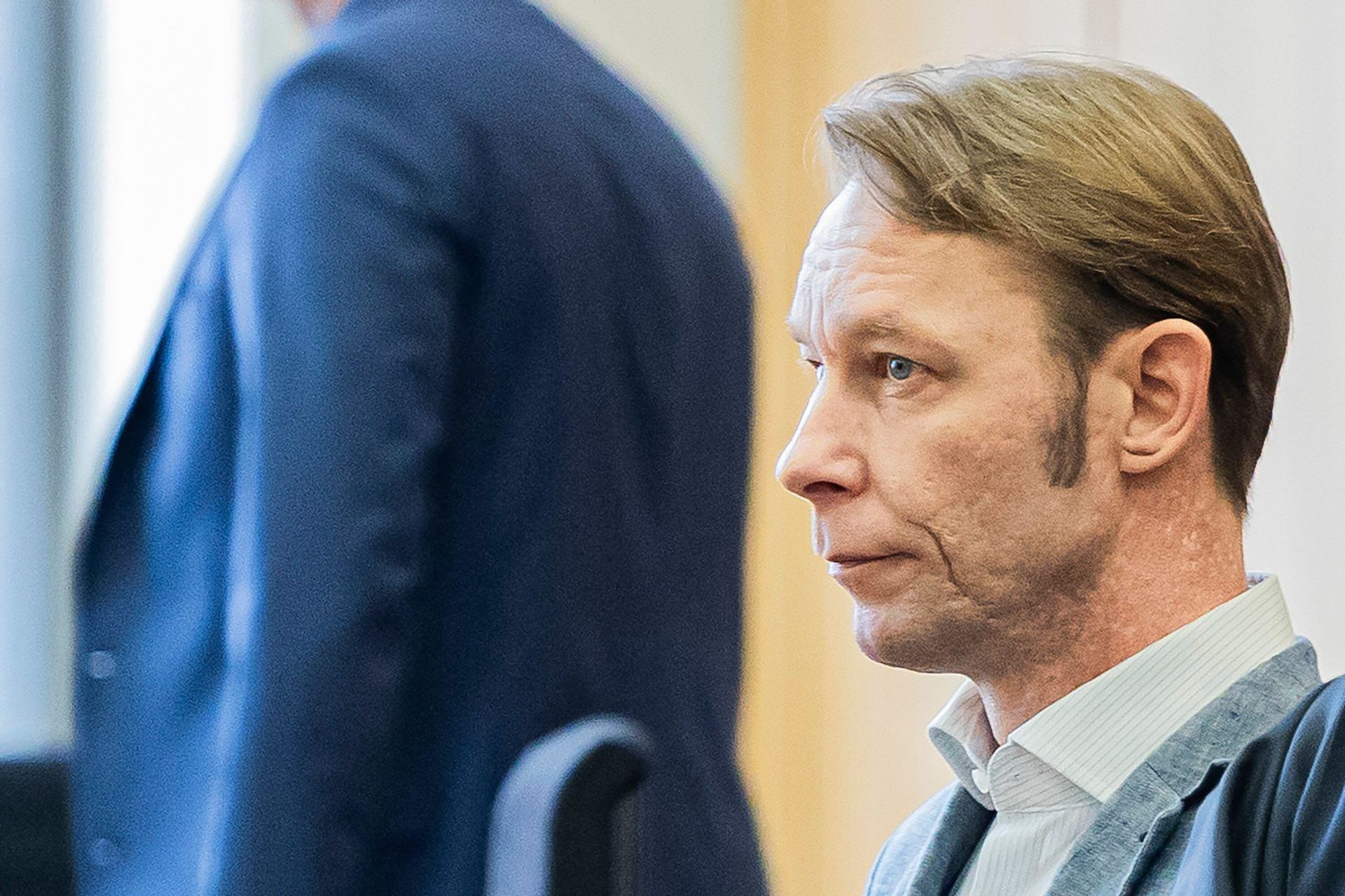 Christian Brueckner stands in the courtroom at Braunschweig District Court before the start of the trial, in Brunswick, Germany.