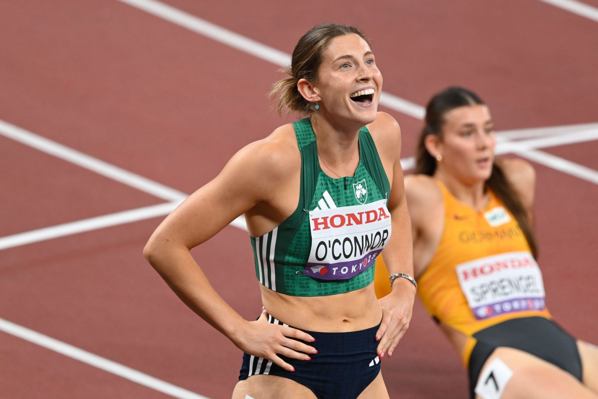 Kate O'Connor (Ireland) after the Heptathlon 200 metres race during the World Athletics Championships 2025 at Nationalstadium, Tokyo, Japan. 