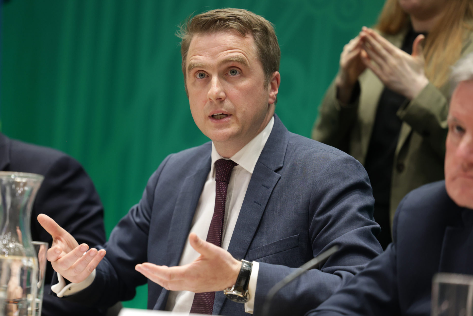 07/10/2025 Dublin Ireland. Photo shows the Fianna Fail Minister for Housing, Local Government and Heritage James Browne at a press conference in Government Buildings to give details of today's budget 2026 announcement. Photo: Leah Farrell/© RollingNews.ie