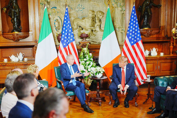 Taoiseach Micheál Martin with US President Donald Trump in Farmleigh House, Picture by: Ben Birchall/Rollingnews.ie