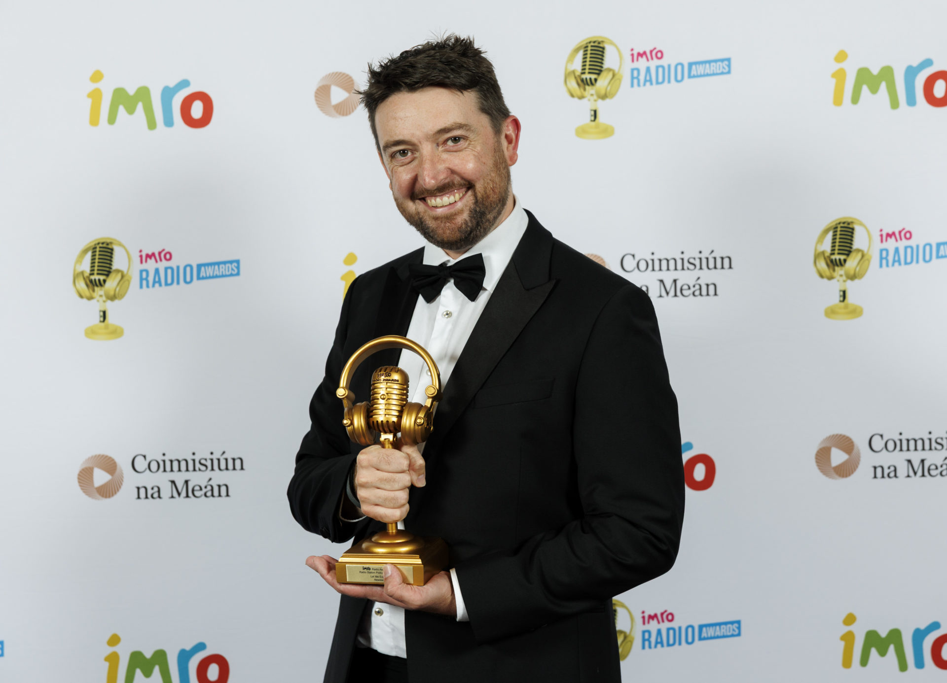Sean Defoe, Newstalk winner of Radio Station Podcast of the Year at the IMRO Radio Awards 2026. Picture by Andres Poveda.